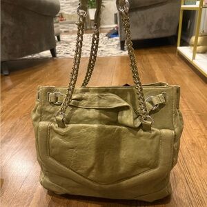 Original Nanette Lepore One-of-Kind Olive Green Leather Chain Strap Tote